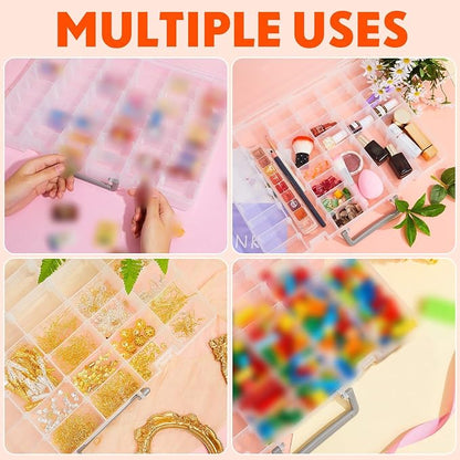 Juexica 2 Pcs Large 48 Grids Plastic Storage Bead Organizer Box, Tackle Box - Image 7