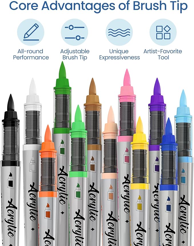 Acrylic Paint Markers Anime Color, 12 Colors Fabric Marker, Auto-Ink Paint Pens - Image 5