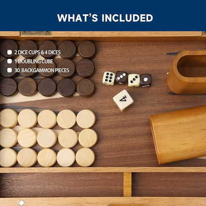 GSE Games & Sports Expert Premium Magnetic Wooden Folding Inlay Backgammon - Image 5