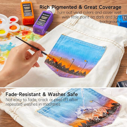 Shuttle Art Fabric Paint, 18 Colors Permanent Soft Fabric Paint in Bottles - Image 4