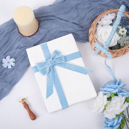 Vintage Sky Blue Velvet Ribbon Christmas Ribbon - Image 3