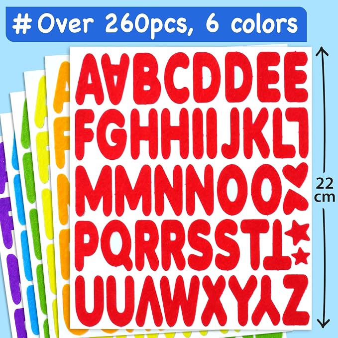 EZCRA Felt Alphabet Stickers, Large Self-Adhesive A-Z Puffy Letters - Image 2