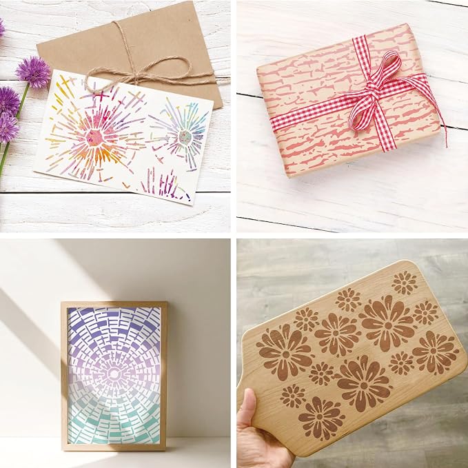16 Pieces Stencils for Painting, Abstract Texture Mixed Media Art Supplies - Image 3