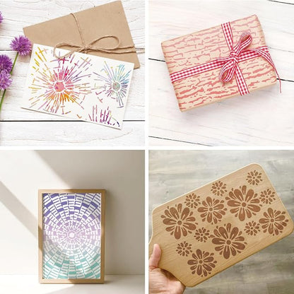 16 Pieces Stencils for Painting, Abstract Texture Mixed Media Art Supplies - Image 3