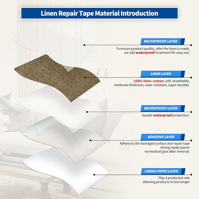KING MOUNTAIN Linen Repair Patches, Self-Adhesive Linen Fabric Patches - Image 3