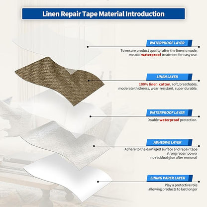 KING MOUNTAIN Linen Repair Patches, Self-Adhesive Linen Fabric Patches - Image 3