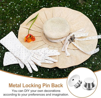 uxcell 30Pcs Metal Locking Pin Backs, Pin Keepers Locking Clasp Flat Head Clamp - Image 6