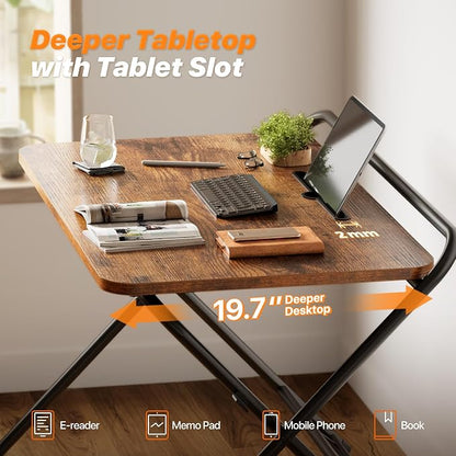 Huuger Folding Desk with 3-Level Adjustable Height and Tablet Slot, 32 Inch - Image 8