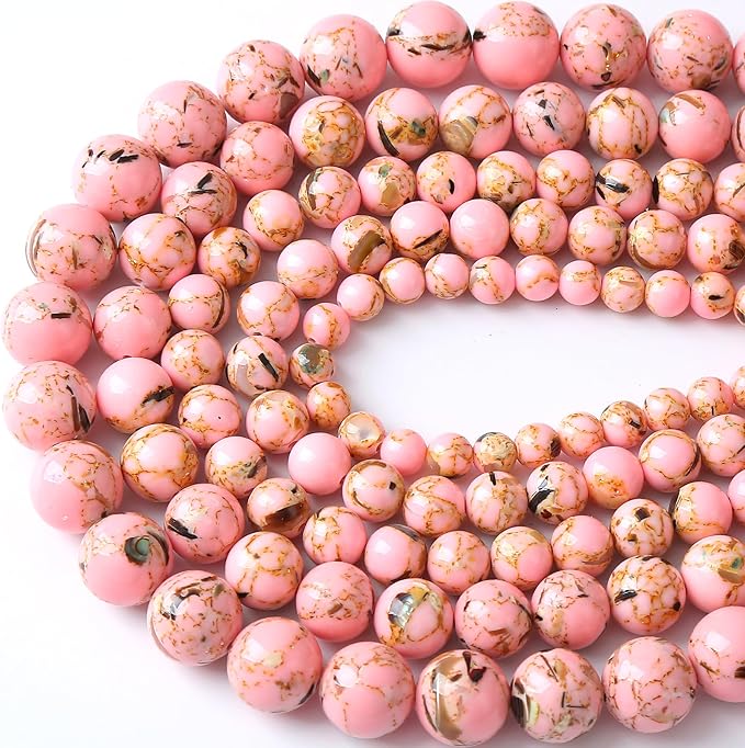120PCS 6MM Pink Shell Turquoise Stone Beads - Image 3