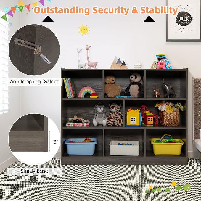 Toy Storage Organizer, 3-Tier Kids Bookshelf, 8 Cube Kids' Bookcases, Cabinets - Image 6