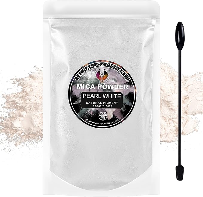 Pearl White MICA Powder for EPOXY Resin 100G / 3.5OZ. Sealed Bag by TECHAROOZ