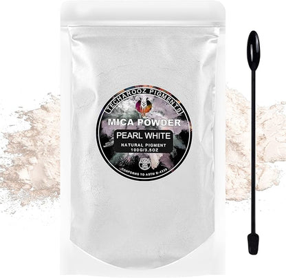 Pearl White MICA Powder for EPOXY Resin 100G / 3.5OZ. Sealed Bag by TECHAROOZ
