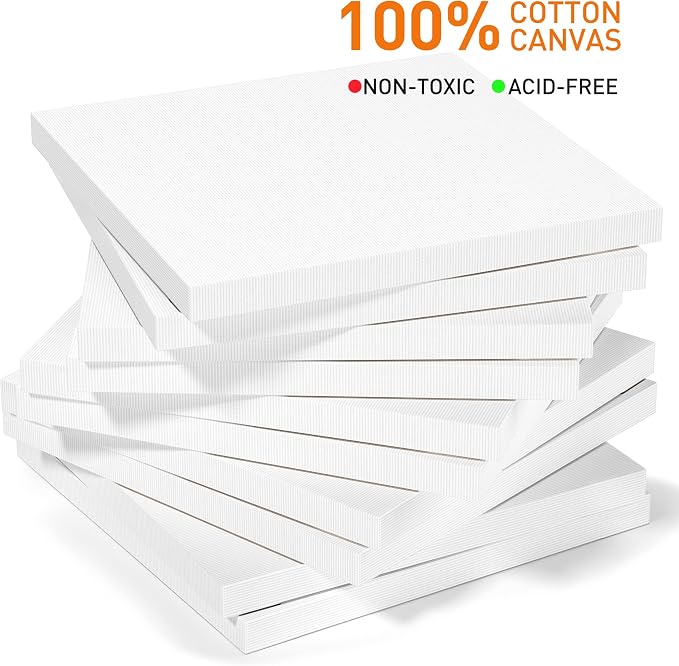 GOTIDEAL Stretched Canvases for Painting, 6x6" Inch Set of 7, Primed White - Image 3