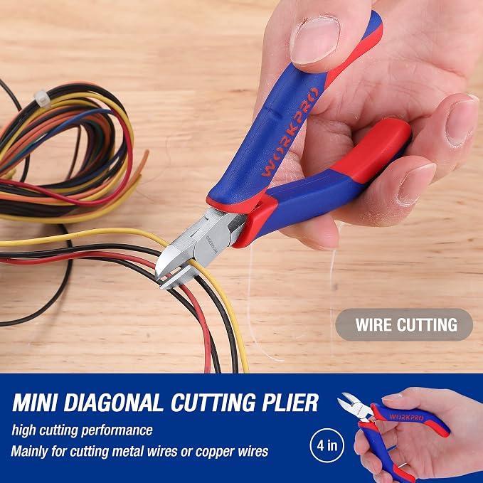 WORKPRO Mini Pliers Set, 3-Piece Small Pliers Tool Kit Includes 4” Diagonal - Image 4