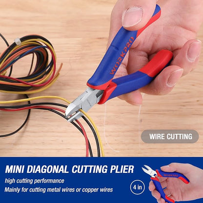 WORKPRO Mini Pliers Set, 3-Piece Small Pliers Tool Kit Includes 4” Diagonal - Image 4