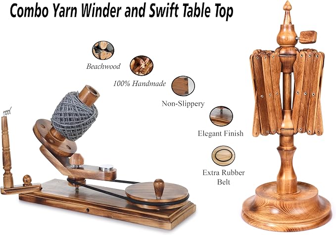 Handcrafted Wooden Yarn Ball Winder and Tabletop Swift - Image 2