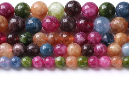 36pcs 10mm Natural Colorful Tourmaline Jade Stone Beads Round Loose Crystal by NaturalStoneBeads