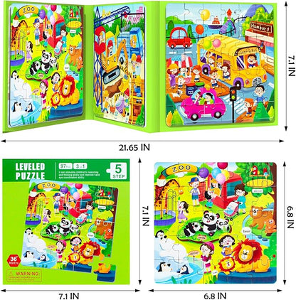 Magnetic Puzzles for Kids Ages 4-8, 3 in 1 Cartoon Jigsaw Puzzle Book, Toddlers - Image 4