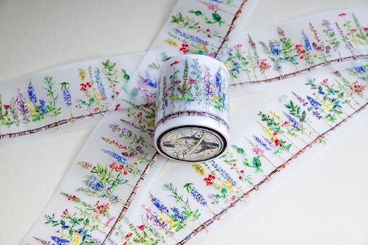 Medicinal Herbs Transparent Tape 5 x 5 cm – Clear Decorative Washi Adhesive Roll by Unknown