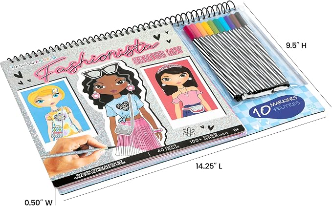 Fashion Angels Fashionista Sketch Set, Includes Sketch Pad - Image 7