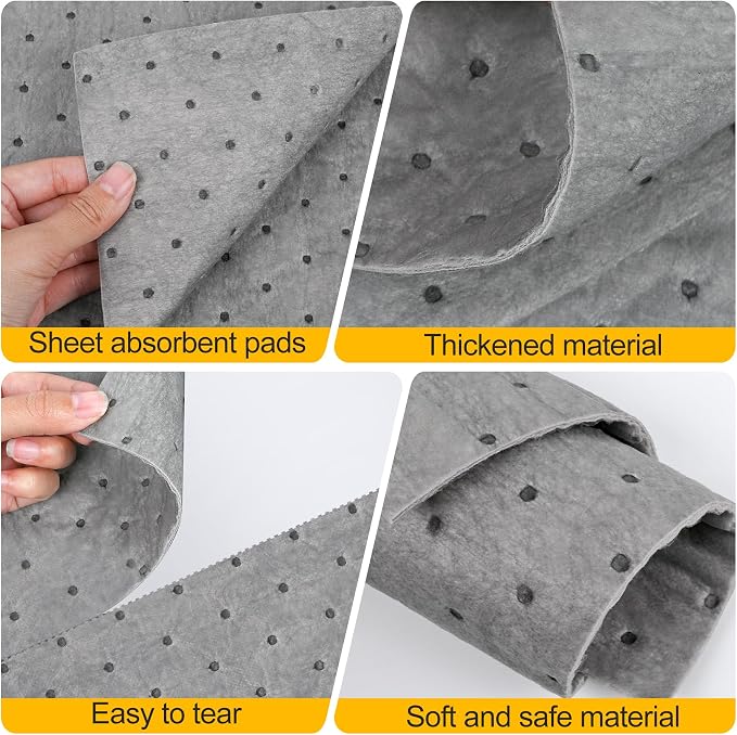 100PC Oil Absorbent Pads | 13"x10" Meltblown Polypropylene Mats, Hand-Tear Lines - Image 9