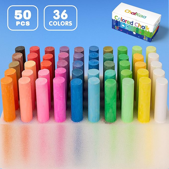 Colored Chalk 36 Colors 50 PCS | Non-Toxic Toddler Chalkboard Chalk - Image 3