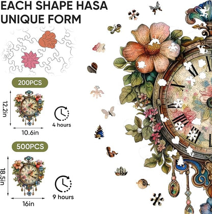 Wooden Jigsaw Puzzles 500 Pieces, Flower Clock Wooden Puzzles - Image 3