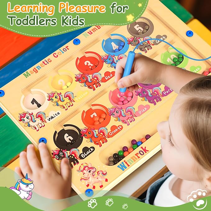 Magnetic Color and Number Maze, Montessori Wooden Magnet Puzzles Learning - Image 7