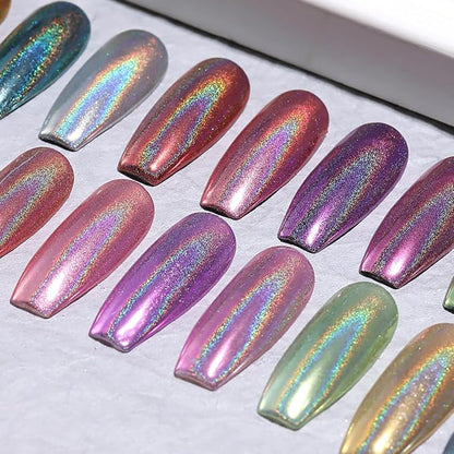 10 Colors Holographic Nail Powder, Holo Aurora Iridescent Metallic Mirror Laser - Image 5