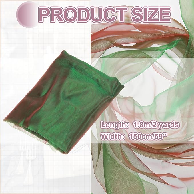 MECCANIXITY Iridescent Sheer Organza Fabric, 2 Yards x 59 Inches Solid - Image 2