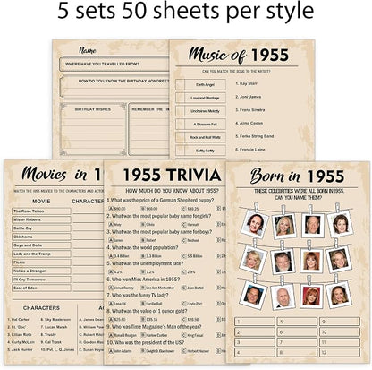 70th Birthday Party Games, Born in 1955 Games Bundle, Birthday Party Supplies - Image 4