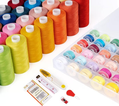 ilauke 72 Pcs Sewing Thread 700 Yards, 36 Colors Prewound Bobbins Thread - Image 2