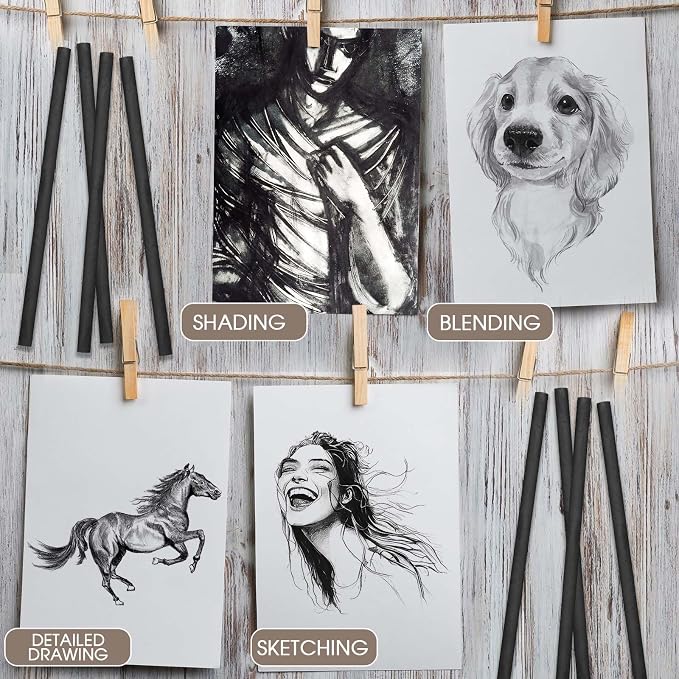 Gueevin 100 Pcs Willow Charcoal Sticks, Willow Charcoal, and Fine Art Christmas - Image 4