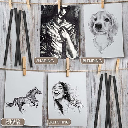 Gueevin 100 Pcs Willow Charcoal Sticks, Willow Charcoal, and Fine Art Christmas - Image 4