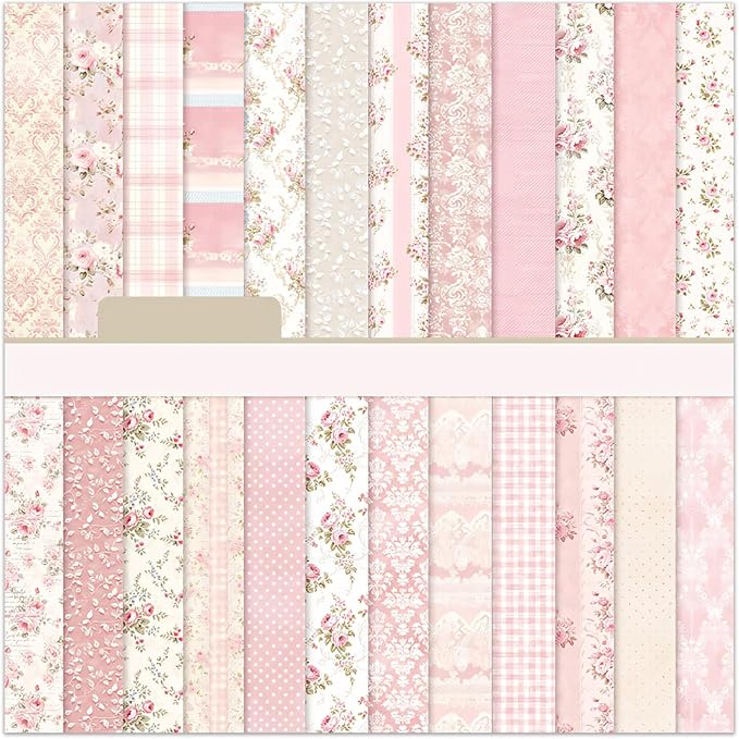 6 Inch Pink Flowers Scrapbooking Paper Pad by EAMOTOL