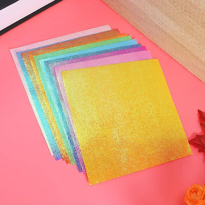 STOBOK 100pcs Shiny Origami Paper Iridescent Paper Square Shiny Folding - Image 6