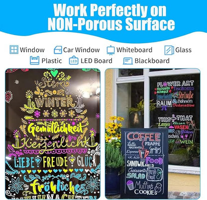 Window Chalk Markers for Cars Glass Washable, 8 Colors Jumbo Liquid Chalk - Image 4
