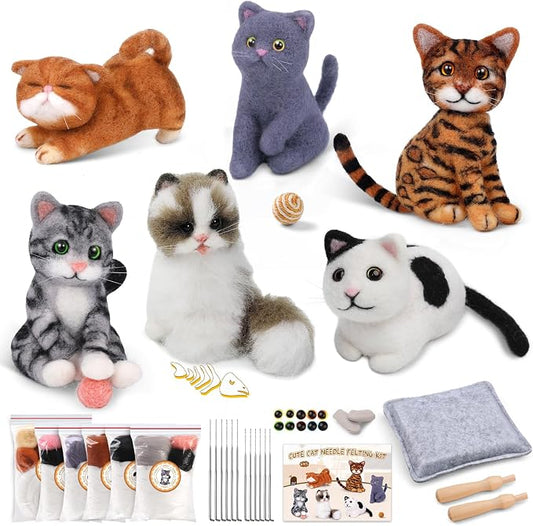 Mayboos 6 Pcs Needle Felting Kit, Animal Needle Felting Beginner Kits Wool Felt by Mayboos