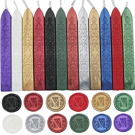 12Pcs Wax Sealing Sticks with Wicks, Decoration by ONWINPOR