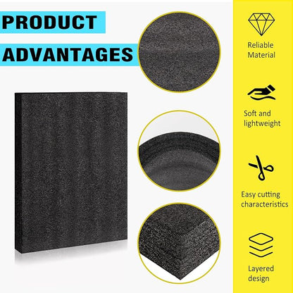 4 Pcs Black Polyurethene Foam Sheets, 2 Sizes Cuttable Packing Foam Block Foam - Image 4