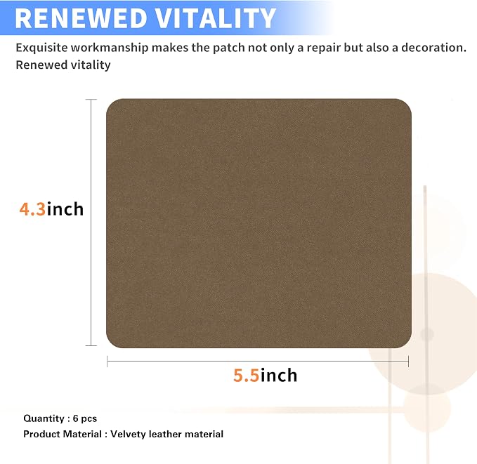 Azobur Sofa Repair Patch, 6 Piece Microfiber Patches, Self-Adhesive Patch Repair - Image 2