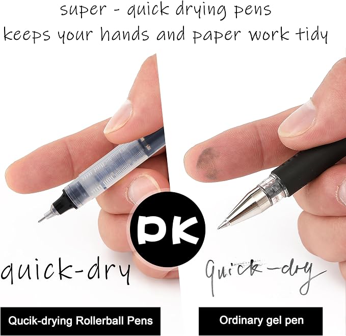 RIANCY 12 Pack Black Liquid Ink Rollerball Gel Pens, 0.5mm Extra Fine Point Tip - Image 3