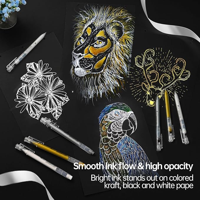 0.8mm Extra Fine Point 3 Colors Gel Pen Set White, Bullet Journaling & Holiday - Image 5