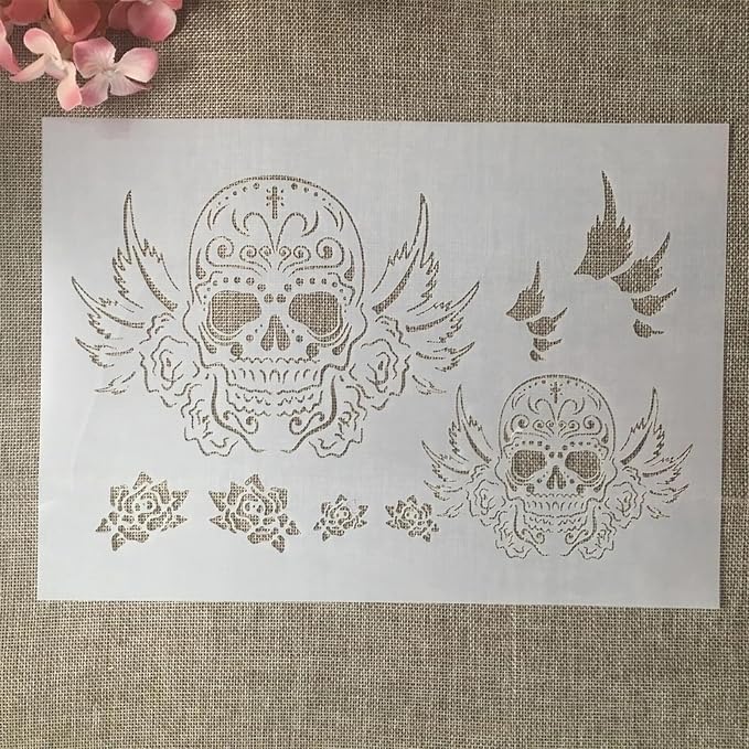 TIAMECH A4 Reusable Flying Skull Wings Stencil - Image 2