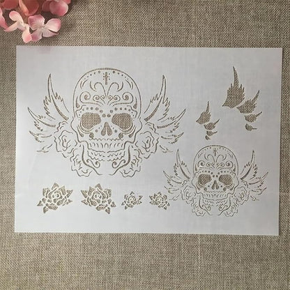 TIAMECH A4 Reusable Flying Skull Wings Stencil - Image 2