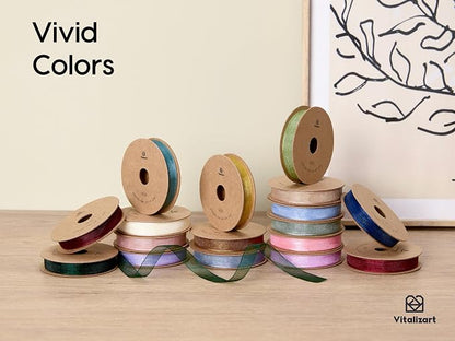 Vitalizart 3/8" x 90 Yards Organza Ribbon Pastel Color 9 Rolls x 10 Yd Sheer - Image 5