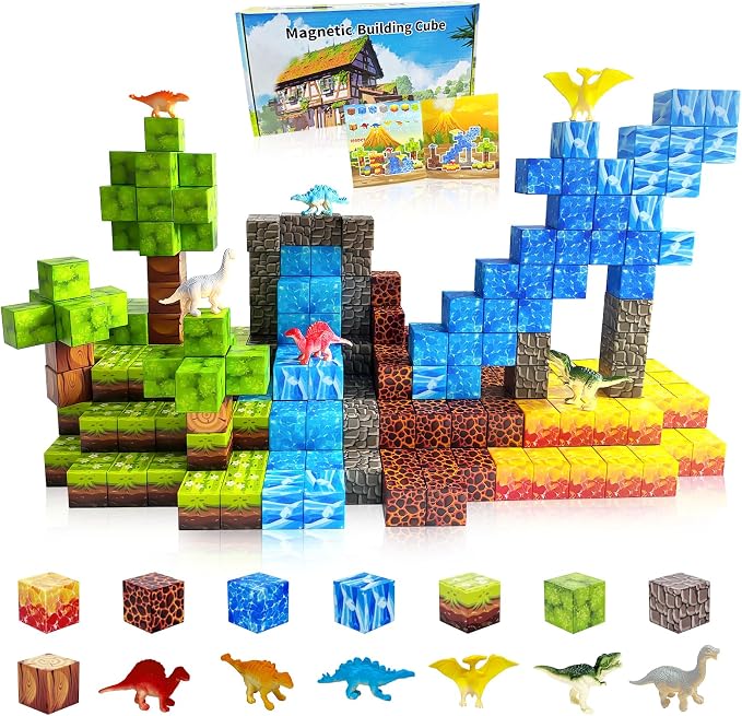 100PCS Dinosaur Magnetic Blocks by Aleath