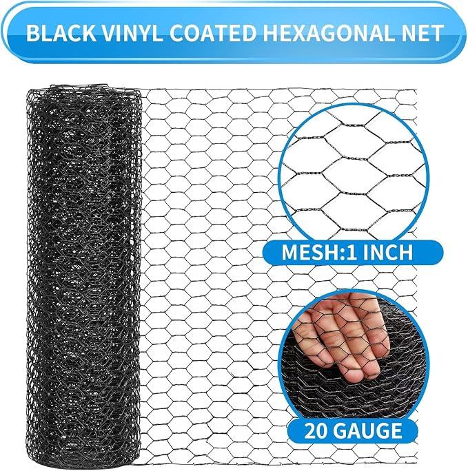 24'' x 50' Black Chicken Wire Fencing, 1 inch Chicken Wire and 20 Gauge Poultry - Image 5