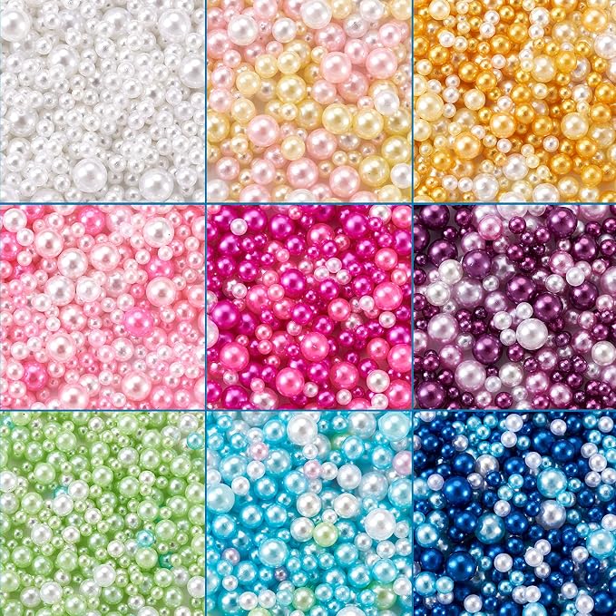 3300pcs Resin Beads Resin Bubble Beads No Hole Imitation Pearls Loose Beads by EEEELECRELIVE