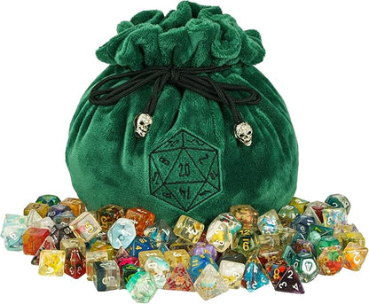 Large Dice Bags D&D with Pockets Green Storage Bag D20 Logo by KSNDie
